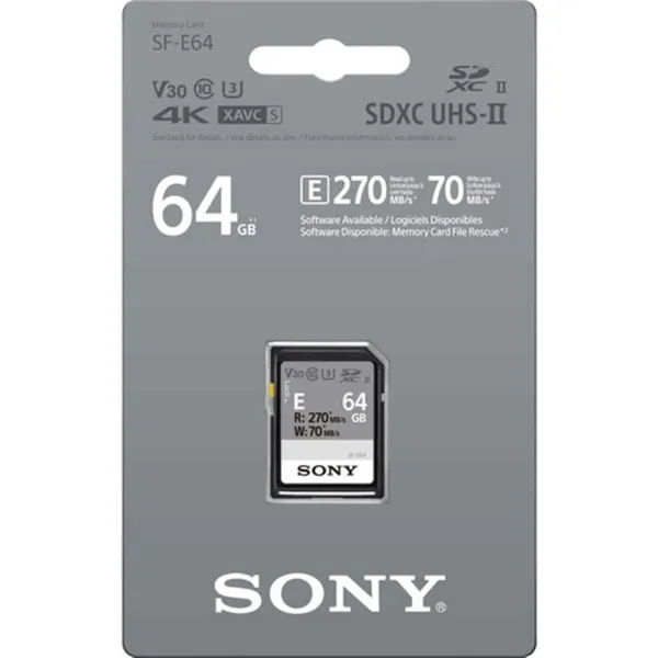 Карта памяти 64GB SDXC C10 UHS-II U3 V30 Entry Sony (SFE64A.ET4) - Фото 2