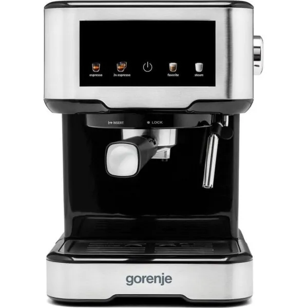 Кофеварка рожковая 1.5л, молотый, ручной капучинатор, нерж Gorenje (ESCM15CD)