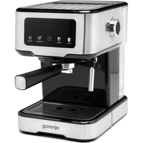 Кофеварка рожковая 1.5л, молотый, ручной капучинатор, нерж Gorenje (ESCM15CD) - Фото 1