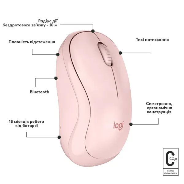 Мышь беспроводная M240 Silent, розовая Logitech (910-007121) - Фото 4