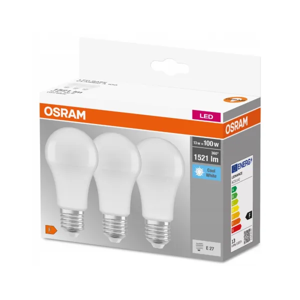Набор ламп LED E27 13Вт 4000К 1520Лм A60 3 шт Osram (4058075819559) - Фото 6