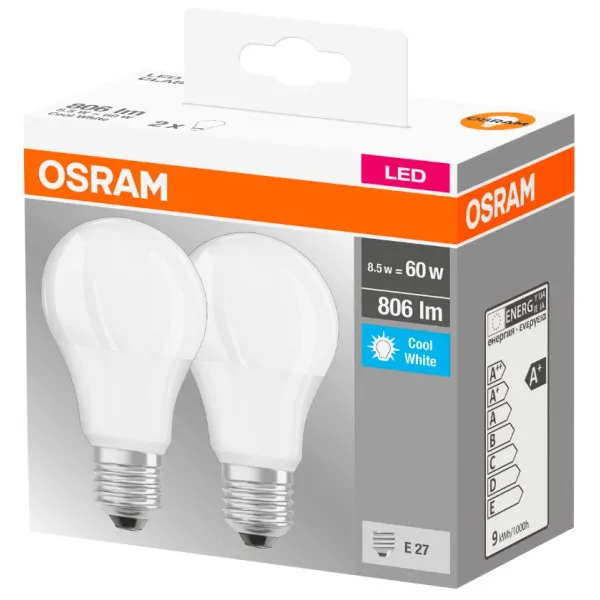 Набор ламп LED E27 8.5Вт 4000К 806Лм A60 2 шт Osram (4058075152670) - Фото 7