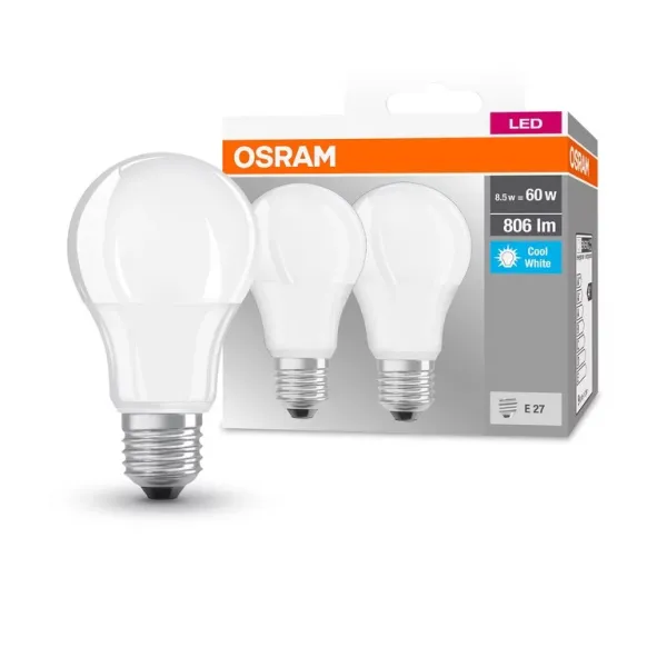 Набор ламп LED E27 8.5Вт 4000К 806Лм A60 2 шт Osram (4058075152670) - Фото 1