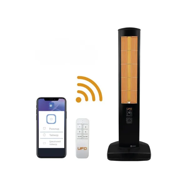 Інфрачервоний обігрівач Erciyus Smart 2300 2.3 кВт, до 28 м2, колонного типу, IP24, мех. керування, пульт ДК, Wi-Fi UFO (UFO_ERCIYUS_SMART_2300)
