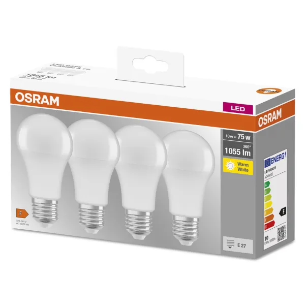 Набір ламп LED E27 10Вт 2700К 1055Лм A60 4 шт Osram (4058075184992)