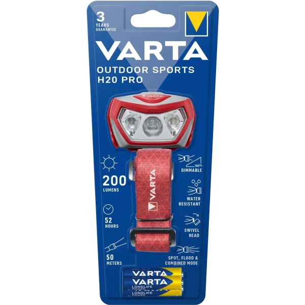 Фонарь налобный Outdoor Sports H20 Pro IPX4 до 200 люмен Varta (17650101421) - Фото 4