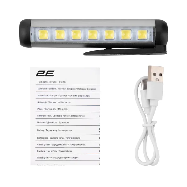 Фонарь ручной аккумуляторный PYB145BI USB-C 500мА·ч 300лм 3Вт IPX4 2E (2E-PYB145BI) - Фото 13