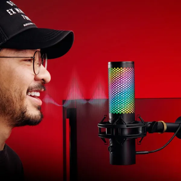 Мікрофон USB-A геймінговий, RGB, QuadCast 2 S, чорний HyperX (9A273AA) - Фото 9