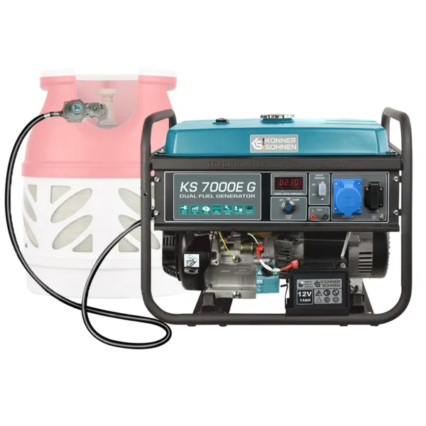 Генератор газо-бензиновый KS 7000E G 230В 5.5кВт электростартер 77.2кг Konner&Sohnen (KS7000EG) - Фото 2