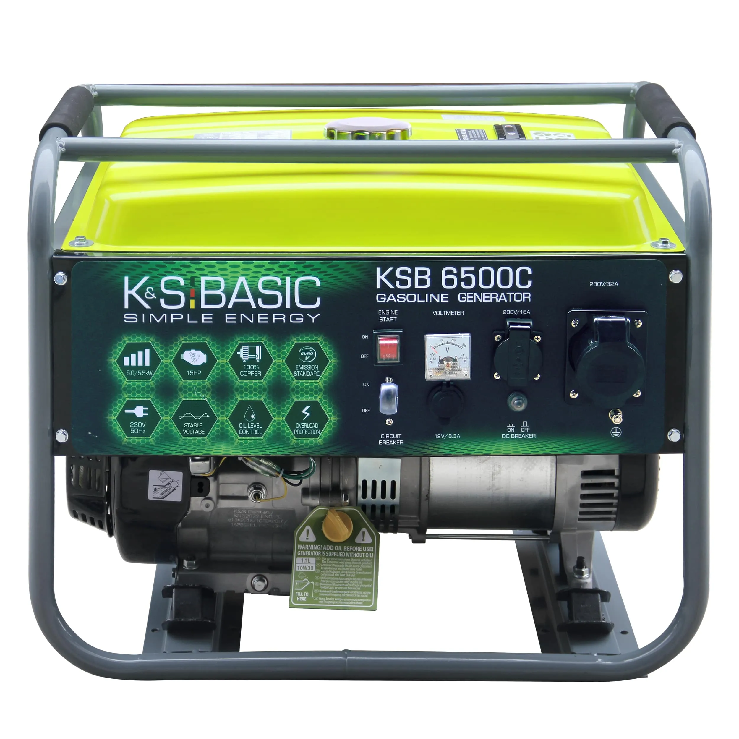 Генератор бензиновий KSB 6500C 230В 5.5кВт ручний запуск 66.6кг Konner&Sohnen (KSB6500C) - Фото 3