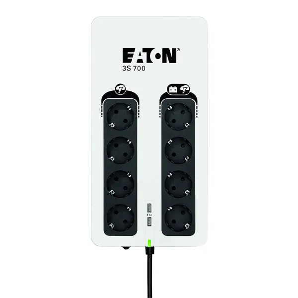 Источник бесперебойного питания 3S, 700VA/420W, LED, USB, 8xSchuko Eaton (3S700D) - Фото 1