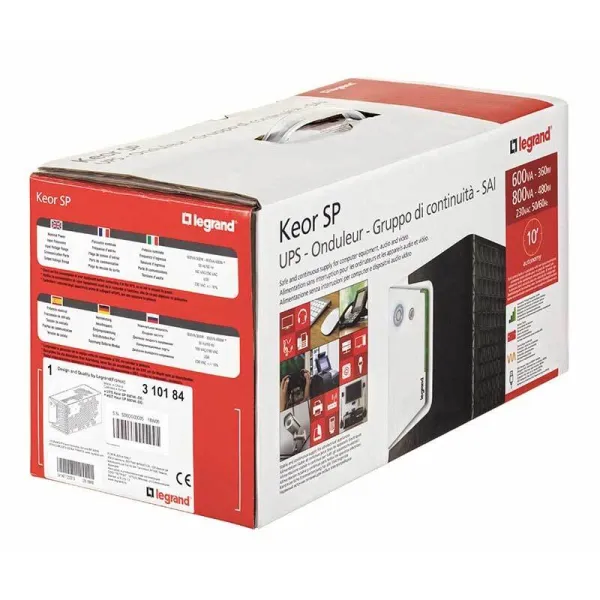 Джерело безперебійного живлення Keor SP, 600ВА/360Вт, LED, USB, 4хС13 Legrand (310180) - Фото 2