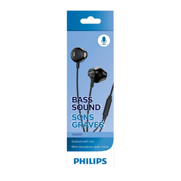 Наушники 3.5 mini-jack In-ear Mic чёрные Philips (TAUE101BK/00) - Фото 2