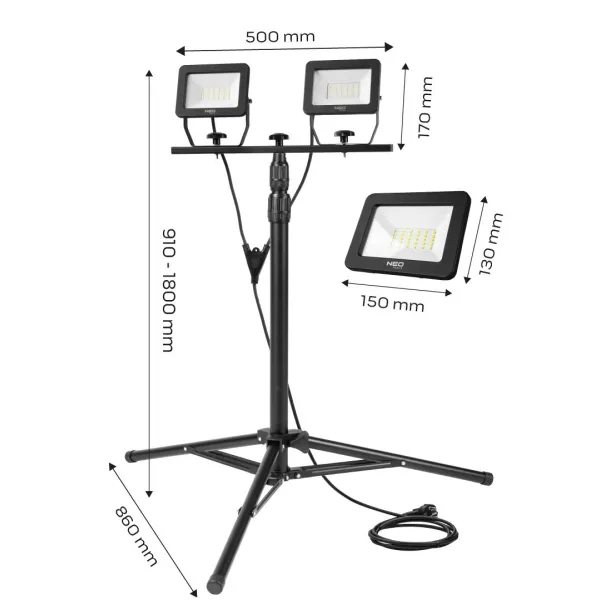 Прожектор 220В 5400лм 2х30Вт IP65 Neo Tools (99-061) - Фото 8