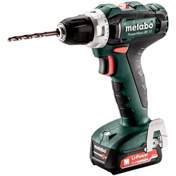 Шуруповерт-дрель аккумуляторный PowerMaxx SB 12 Set, 12В 2x2Ач, 17/40Нм, 0-360/0-1400об/мин, 1.1кг Metabo (601036870) - Фото 3