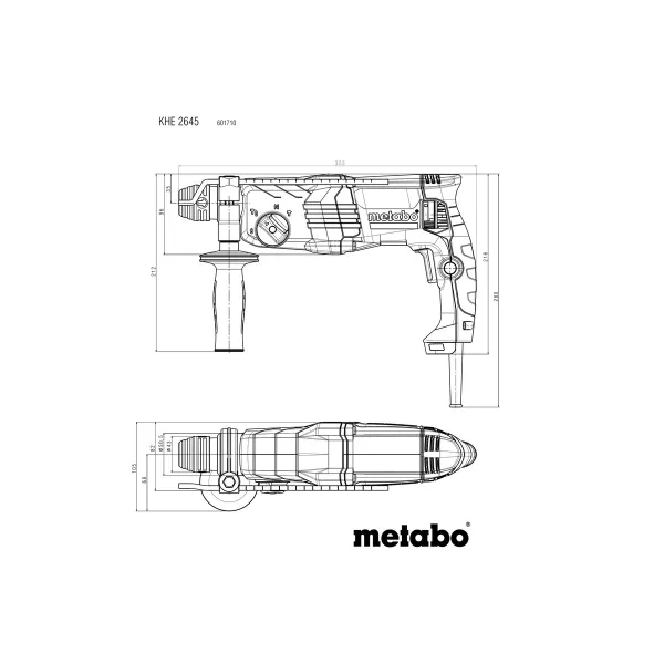 Перфоратор KHE 2645, SDS-plus, 850Вт, 2.9Дж, 3 режима, 0-1150об•мин, 2.9кг Metabo (601710500) - Фото 3