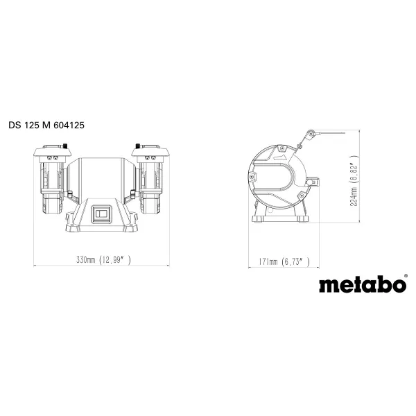 Верстат заточувальний DS 125 M 200Вт коло 125х20мм 2980об·хв 6.7кг Metabo (604125000) - Фото 3