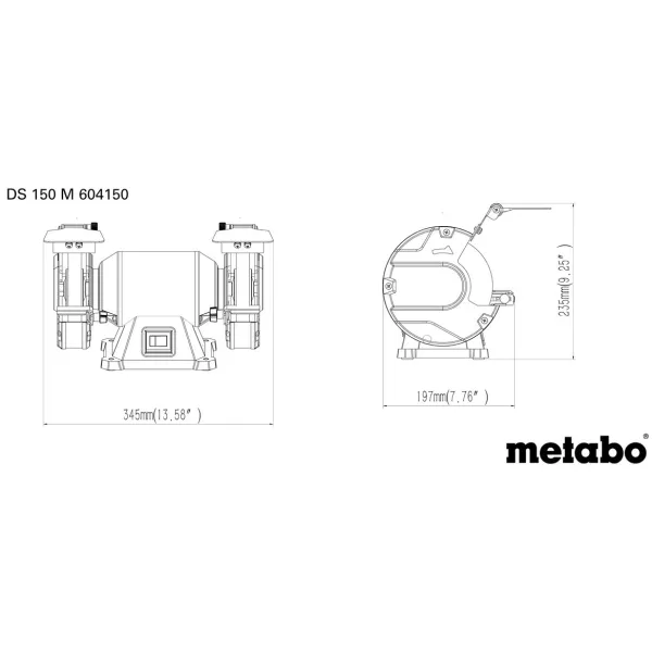 Верстат заточувальний DS 150 M 370Вт коло 150х20мм 2980об·хв 8.7кг Metabo (604150000) - Фото 3