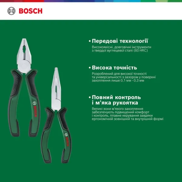 Плоскогубцы набор 2 шт, комбинированные, удлиненные Bosch (1.600.A02.75H) - Фото 8