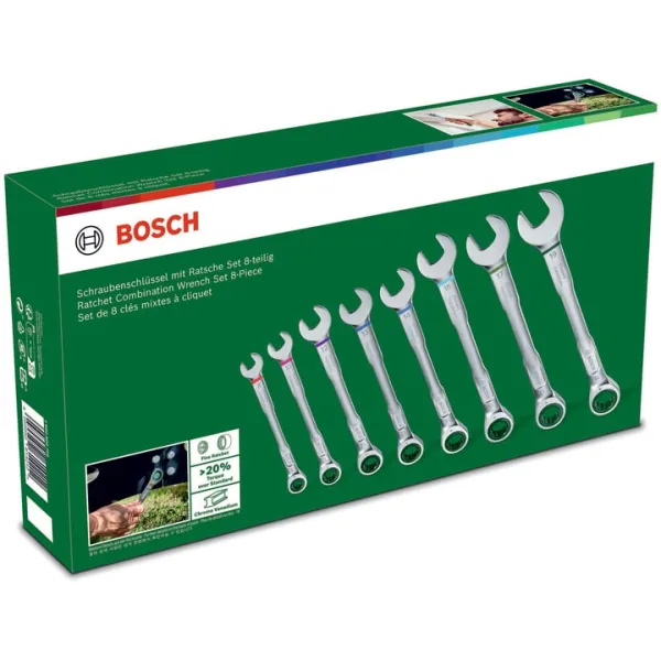 Ключи комбинированные набор 8шт, 6-19мм Bosch (1.600.A02.7PS) - Фото 13