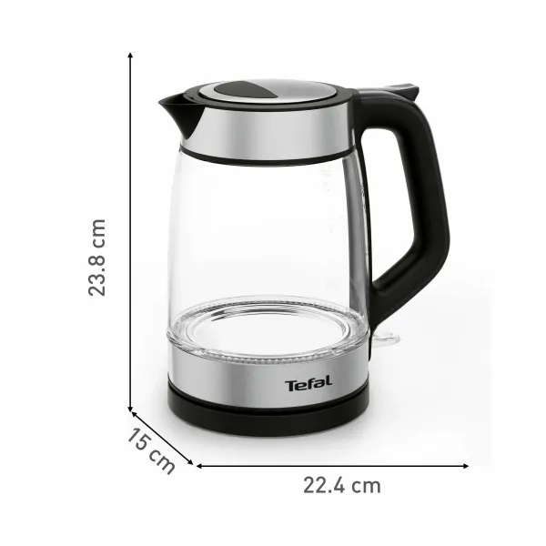 Електрочайник Glass Kettle 1.7л, скло, з підсвіткою, чорно-срібний Tefal (KI605830) - Фото 2