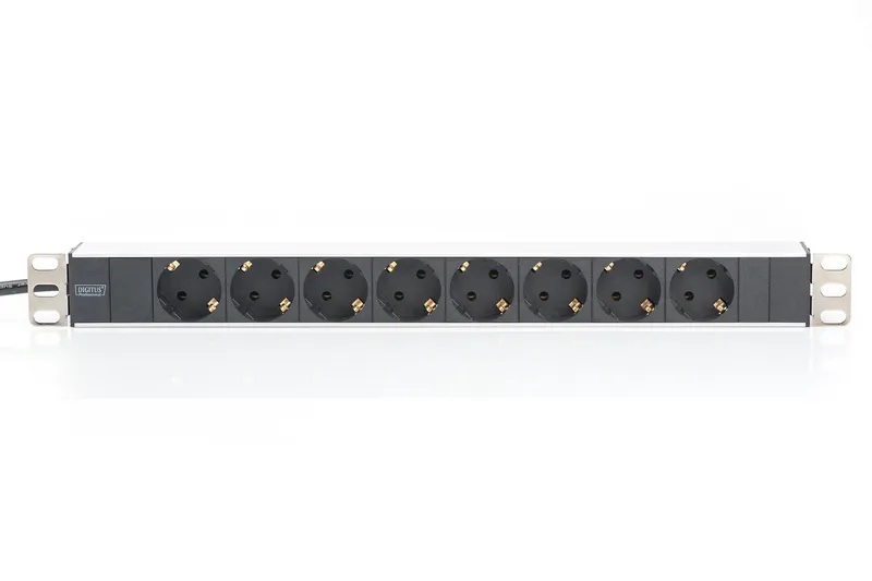 Блок силовий 8xРозеток, 1U, 2м, 16A, 250V, вилка Schuko чорний Digitus (DN-95401) - Фото 1