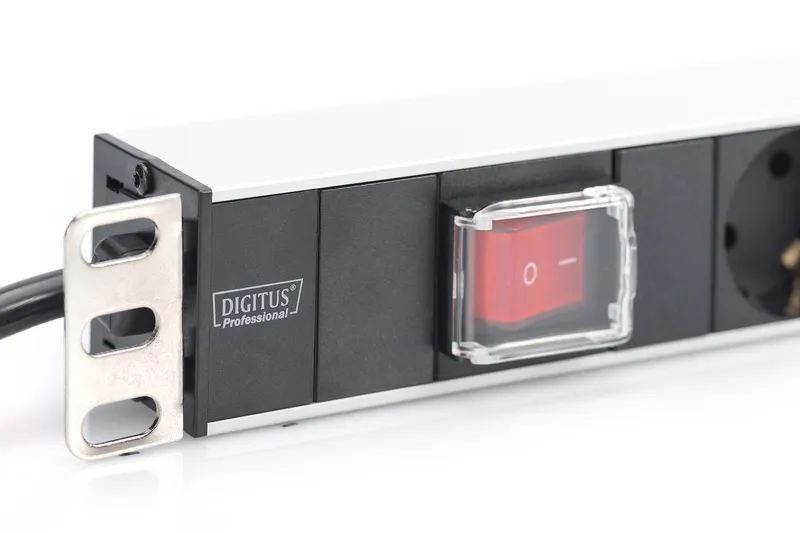 Блок силовий 7xРозеток, 1U, 2м, 16A, 250V, з вимикачем, вилка Schuko чорний Digitus (DN-95402) - Фото 2
