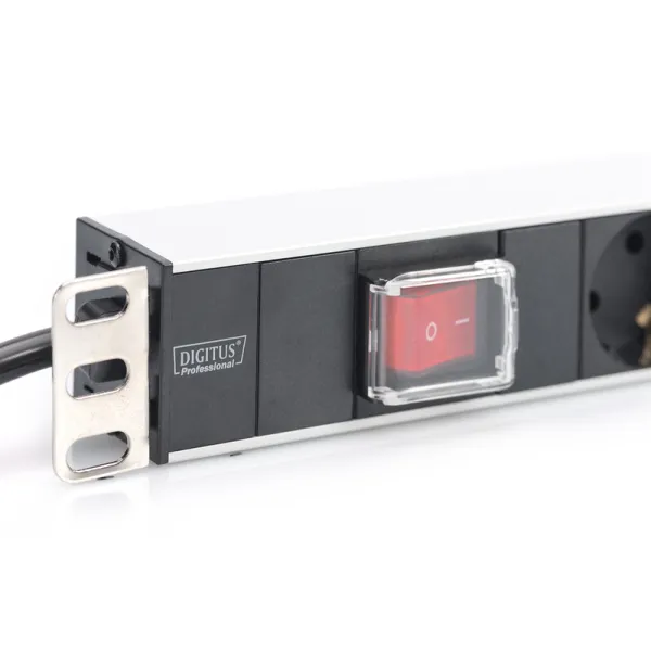 Блок силовой 7xРозеток, 1U, 2м, 16A, 250V, с выключателем, вилка Schuko чёрный Digitus (DN-95402) - Фото 2