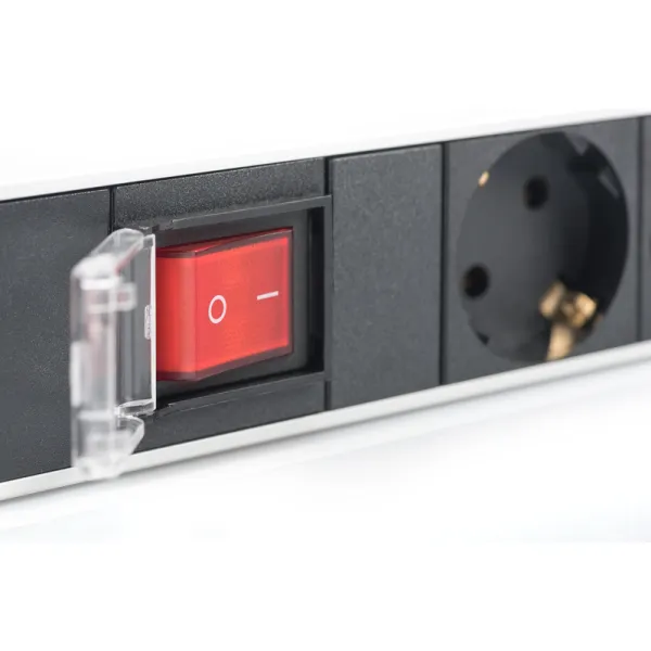 Блок силовой 7xРозеток, 1U, 2м, 16A, 250V, с выключателем, вилка Schuko чёрный Digitus (DN-95402) - Фото 3
