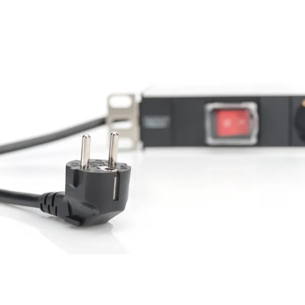 Блок силовой 7xРозеток, 1U, 2м, 16A, 250V, с выключателем, вилка Schuko чёрный Digitus (DN-95402) - Фото 4
