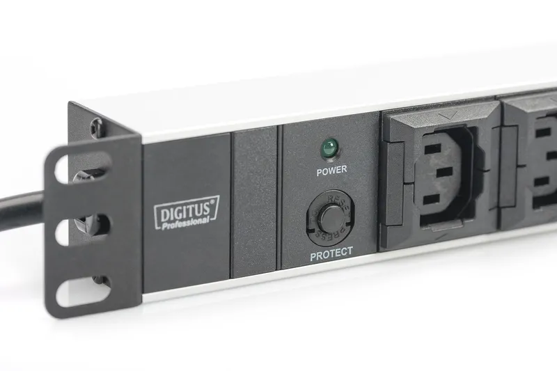 Блок силовий 10xC13, 1U, 2м, 10A, 250V, із запобіжником, вилка C14 чорний Digitus (DN-95404) - Фото 2