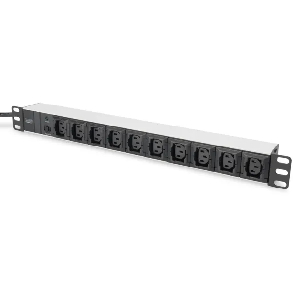 Блок силовой 10xC13, 1U, 2м, 10A, 250V, с предохранителем, вилка C14 чёрный Digitus (DN-95404)