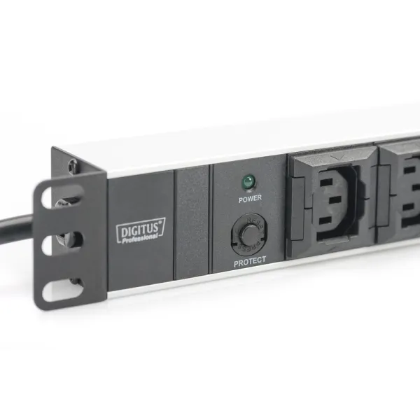 Блок силовой 10xC13, 1U, 2м, 10A, 250V, с предохранителем, вилка C14 чёрный Digitus (DN-95404) - Фото 2