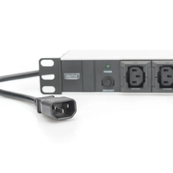 Блок силовой 10xC13, 1U, 2м, 10A, 250V, с предохранителем, вилка C14 чёрный Digitus (DN-95404) - Фото 4