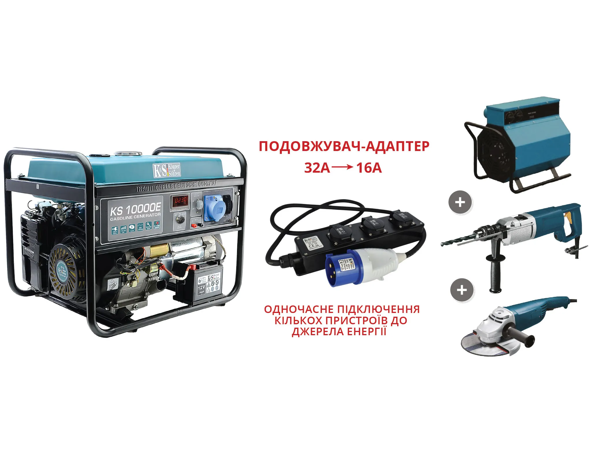 Удлинитель-адаптер 5000Вт, 3x16А/250В, 3х2.5мм, IP44, 0.7кг, 1.5м, черный Konner&Sohnen (KSEX1.5M-3S) - Фото 3