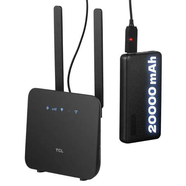 Маршрутизатор LINKHUB (HH42CV2) LTE, Wi-Fi4, 1xFE LAN/WAN, 1xFE LAN, 2xSMA, Чорний + Power Bank 20000мА·год + USB-DC кабель 5В-12В TCL (694743657296)