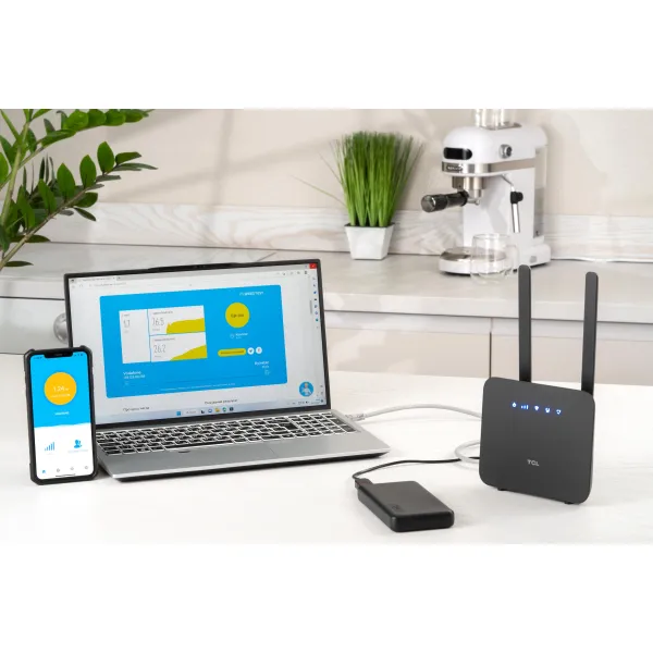 Маршрутизатор LINKHUB (HH42CV2) LTE, Wi-Fi4, 1xFE LAN/WAN, 1xFE LAN, 2xSMA, Чорний + Power Bank 20000мА·год + USB-DC кабель 5В-12В TCL (694743657296) - Фото 3