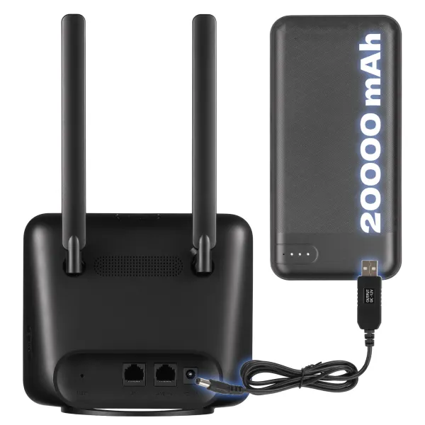 Маршрутизатор LINKHUB (HH42CV2) LTE, Wi-Fi4, 1xFE LAN/WAN, 1xFE LAN, 2xSMA, Чорний + Power Bank 20000мА·год + USB-DC кабель 5В-12В TCL (694743657296) - Фото 5