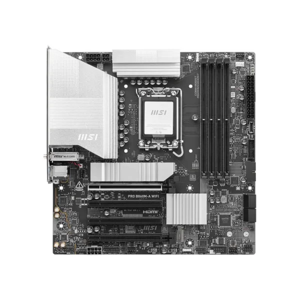 Материнcкая плата PRO B860M-A WIFI s1851 B860 4xDDR5 M.2 HDMI DP WiFi BT mATX MSI (911-7E42-002)