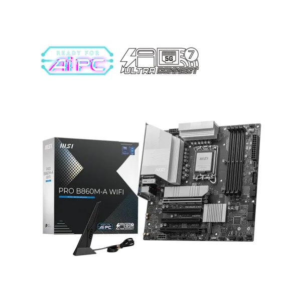 Материнcкая плата PRO B860M-A WIFI s1851 B860 4xDDR5 M.2 HDMI DP WiFi BT mATX MSI (911-7E42-002) - Фото 4