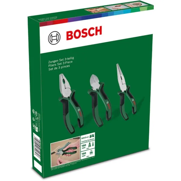 Плоскогубцы на выбор 3 шт, комбинированные, усиленные, боковые Bosch (1.600.A02.C0S) - Фото 8
