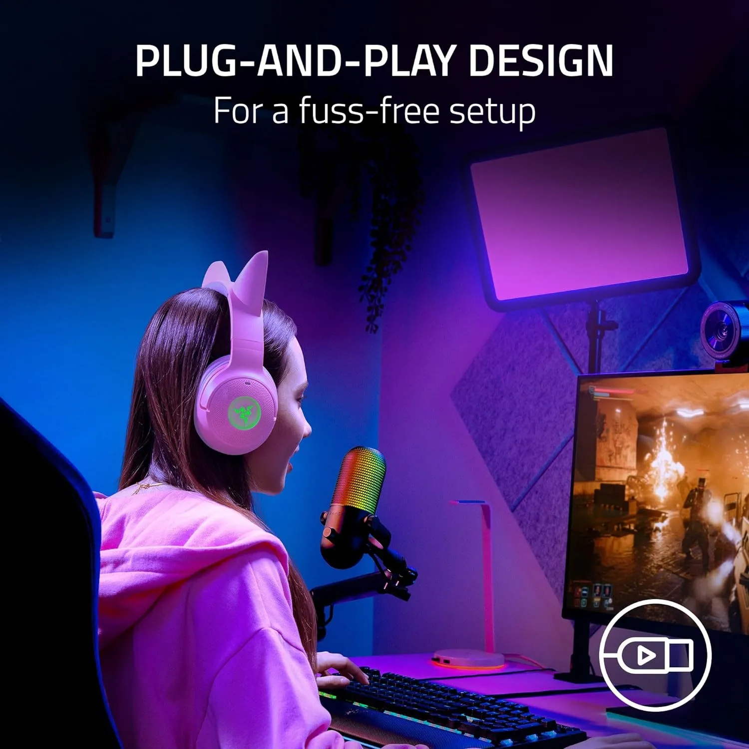 Микрофон USB-A геймерский, RGB, Seiren V3 Chroma, чёрный Razer (RZ19-05060100-R3M1) - Фото 6