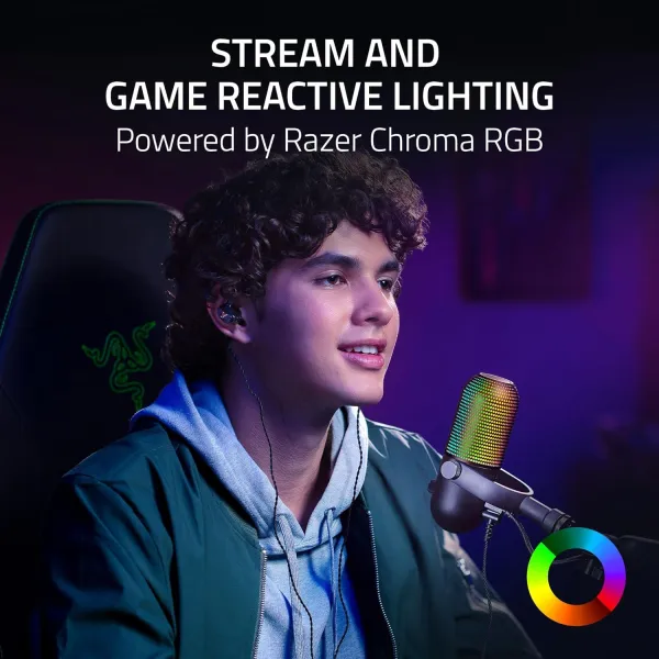 Микрофон USB-A геймерский, RGB, Seiren V3 Chroma, чёрный Razer (RZ19-05060100-R3M1) - Фото 8