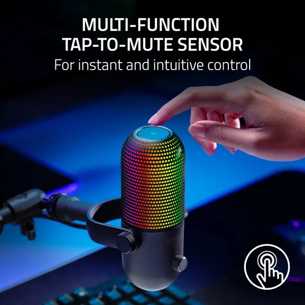 Микрофон USB-A геймерский, RGB, Seiren V3 Chroma, чёрный Razer (RZ19-05060100-R3M1) - Фото 9