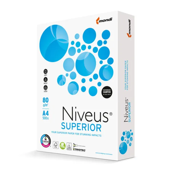 Бумага офисная A4, 80г/м, 500 л Класс А Niveus Superior (NV.A4.80.SUP)
