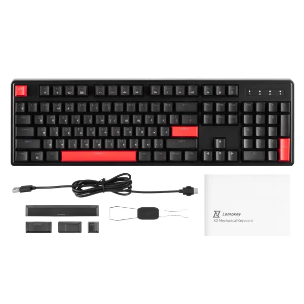 Клавиатура USB-A механическая, RGB X3, Keychron Brown, QMK/VIA, Hot-Swap, EN/UKR, чёрная Lemokey (X3-H3-UA) - Фото 1