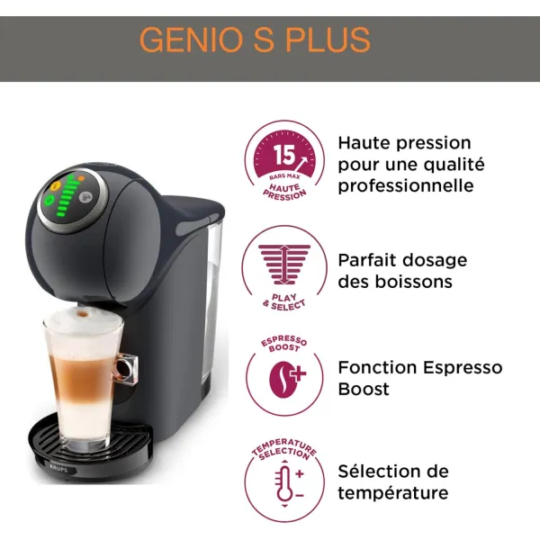 Кавоварка Dolce Gusto Genio S Plus 0.8л, капсули, сенcорне керування, темно-сірий Krups (KP340B10) - Фото 1