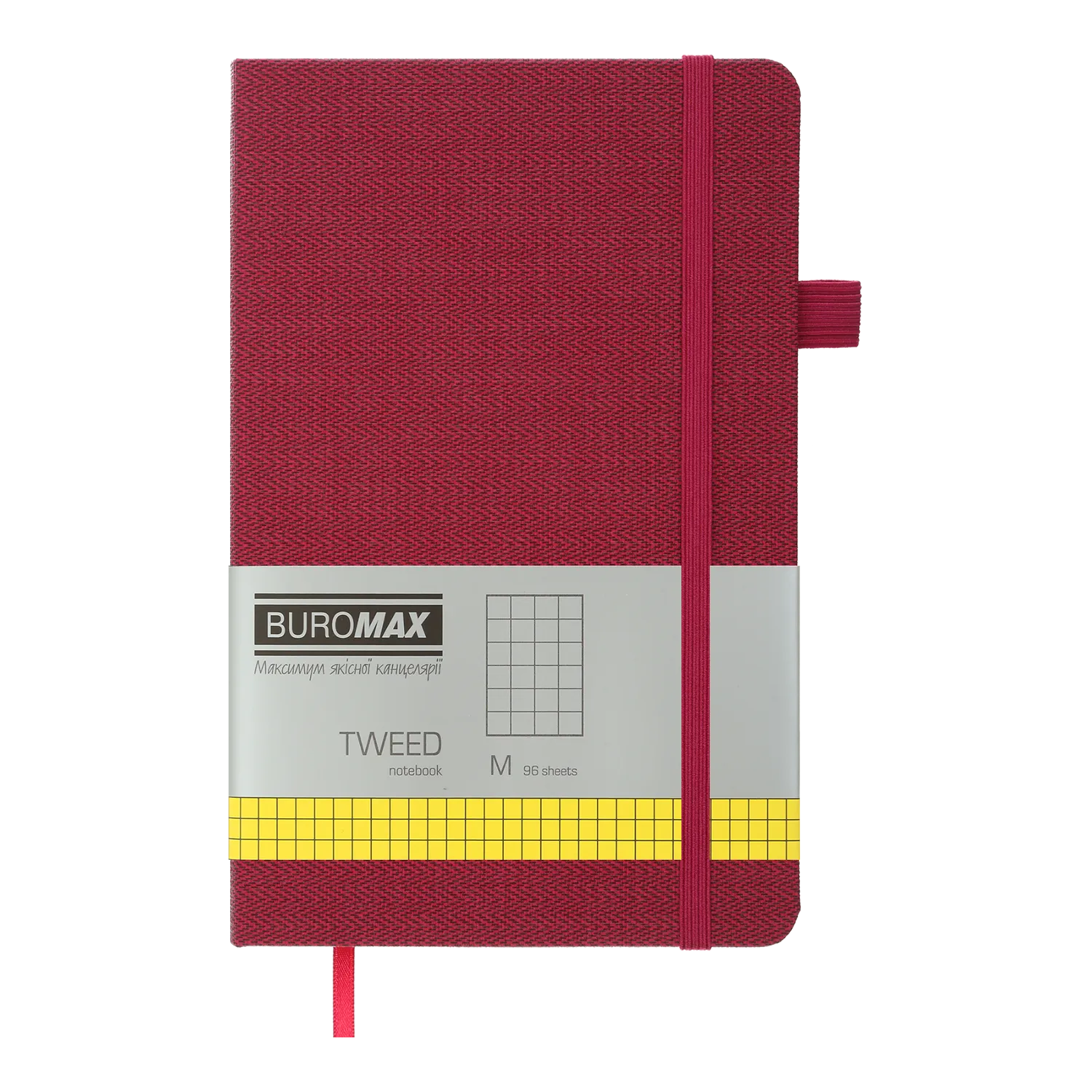 Записная книга 125*195, 96 л, клетка, бордовая Tweed Buromax (BM.291163-13) - Фото 1