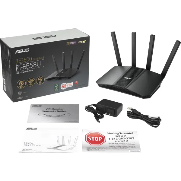 Маршрутизатор RT-BE58U BE3600, 4xGE LAN, 2,5xGE WAN, 1xUSB3.2, MESH ASUS (90IG0910-MO3C00) - Фото 1