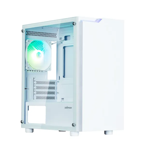 Корпус T4 Plus без БП, 2xUSB3.0, 1xUSB2.0, 1x120мм ARGB, VGA 3200мм, TG Side Panel, mATX, белый Zalman (T4PLUSWHITE) - Фото 1